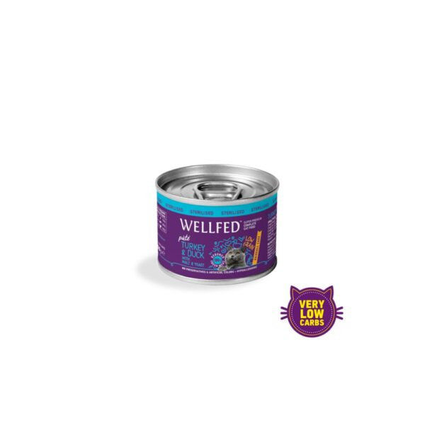 Консерва за котка WELLFED Hairball Care Sterilised – Turkey & Duck (12months – 7 years)