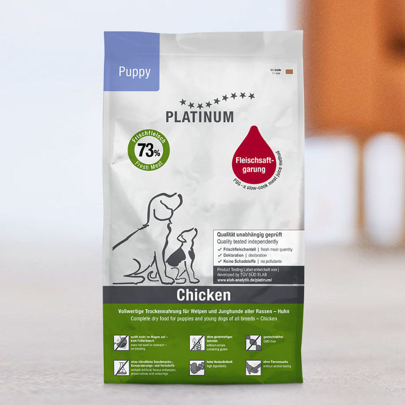 Супер премиум храна Platinum Puppy Chicken – за кученца до 12 месеца, със 73% пилешко месо, годно за човешка консумация 5кг.