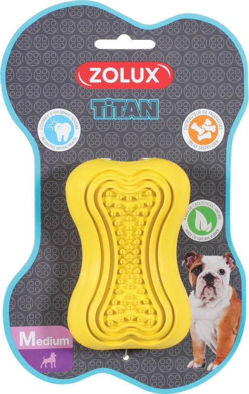 Супер издръжлива кучешка играчка Zolux  TITAN RUBBER  – с отвор за лакомства, размер M червен 4