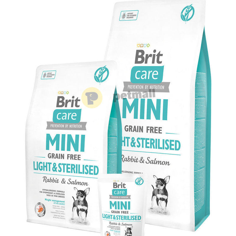 Пълноценна суха храна Brit Care Mini Light & Sterilised за кастрирани кучета или кучета с наднормено тегло 0.400 кг.