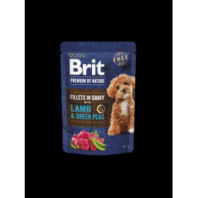 Brit Premium by Nature Dog Fillets in Gravy with Lamb & Green Peas – пауч за кучета с агнешко месо и грах 85гр.