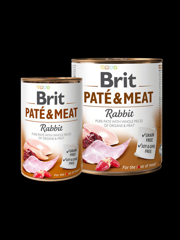 BRIT PATE & MEAT RABBIT – консервирана храна за кучета  с 27% прясно заешко месо 0.400 кг.