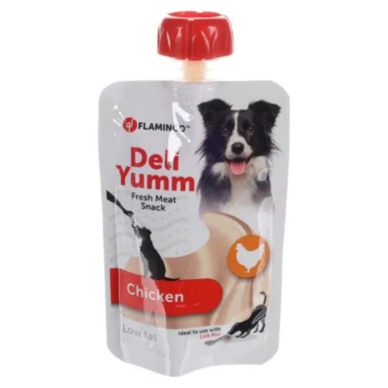 Течно лакомство Flamingo Deli yumm за кучета с пилешко 0.090 кг.