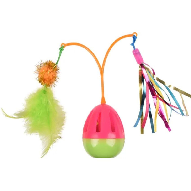 Играчка за котки Flamingo  15 см – уоблер с пера и конфети 1 бр.