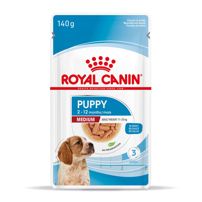 ROYAL CANIN® Medium Puppy Pouch 10x140g – Храна за кученца от средни породи