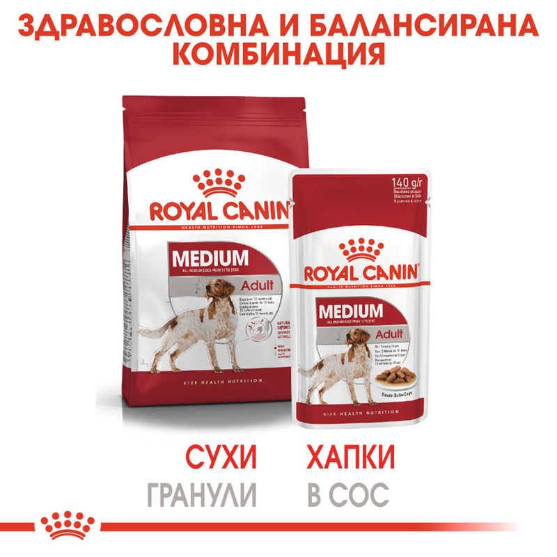 ROYAL CANIN® Medium Adult Pouch 10x140g – Храна за възрастни кучета от средни породи 6