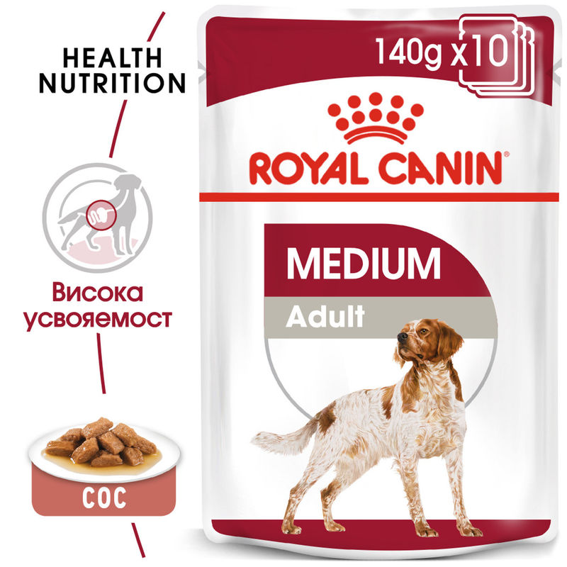 ROYAL CANIN® Medium Adult Pouch 10x140g – Храна за възрастни кучета от средни породи 3