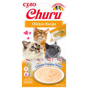 Кремообразно лакомство за капризни котки Churu Cat Treats Chicken Recipe мус от пилешко месо 4×14гр.