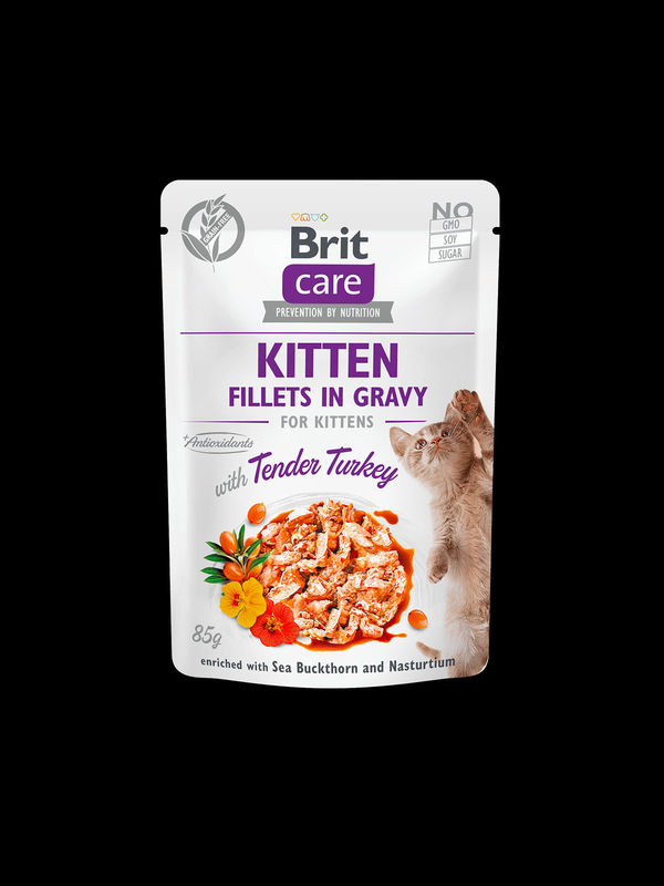 Brit Care Cat Pouch KITTEN – Tender Turkey in Gravy – пауч за малки котенца с пуешко в сос 85 гр.