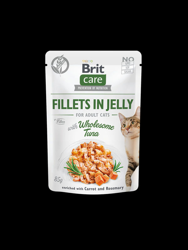 Суперпремиум мокра храна за котки Brit Care cat delicate fillets in JELLY wholesome Tuna пауч с филе от риба тон в желе 85гр.