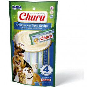Кремообразно лакомство за капризни кучета Churu Dog Treats Chicken with Tuna Recipe мус от пилешко месо и риба тон 4х14 гр.