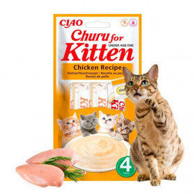 Кремообразно лакомство за подрастващи котенца Churu for Kitten Chicken Recipe с пилешко месо. 4×14гр.