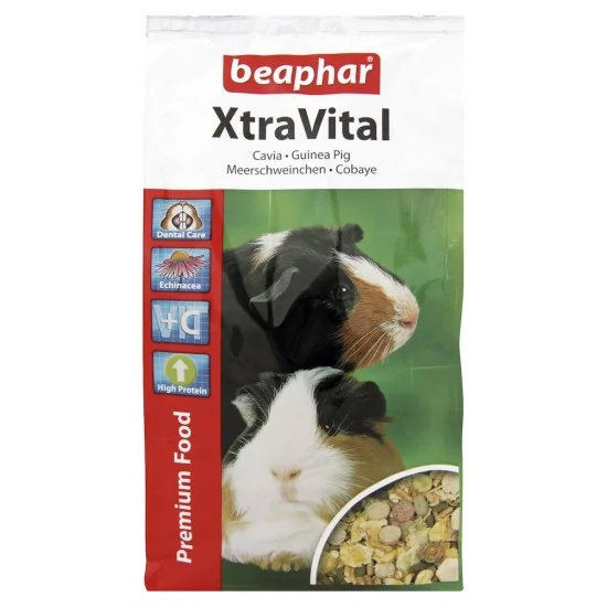 Beaphar Xtra Vital - пълноценна храна с витамин С за морски свинчета, 2.5 кг