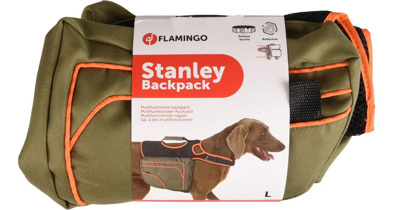 Мултифункционална чанта за кучета FlamingoMULTIFUNCTION BACKPACK STANLEY GREEN/ORANGE Зелен