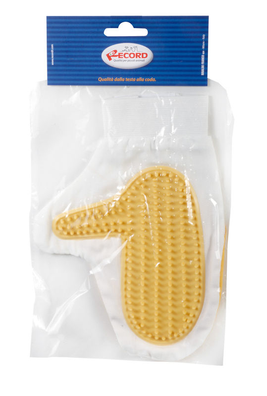 Гумена ръкавици за разресване на кучета и котки Record  жълт