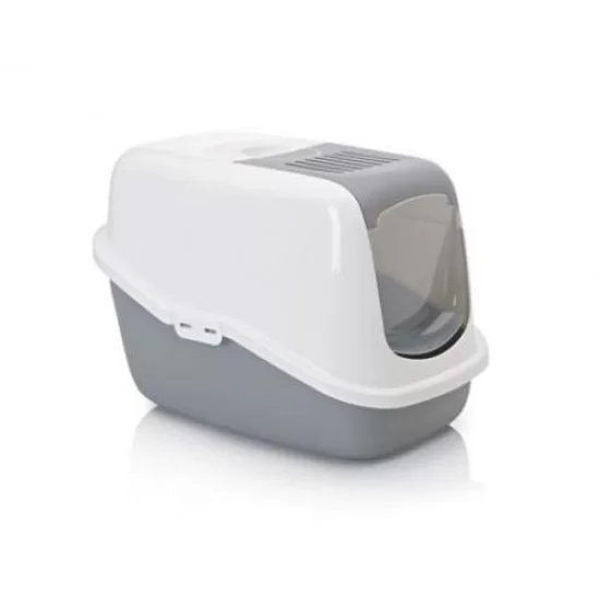 котешка тоалетна къща Nestor 56х39х38.5, бяло/сиво