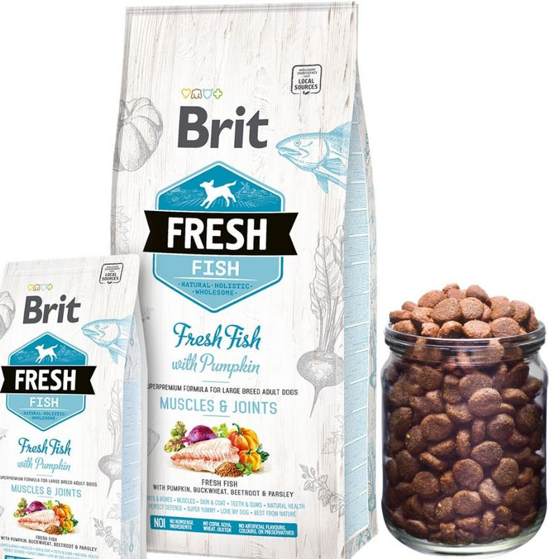 Холистична храна Brit Fresh Fish with Pumpkin Adult Large Muscles & Joints за кучета от големите породи, с прясна риба и тиква 2.5 кг. 3
