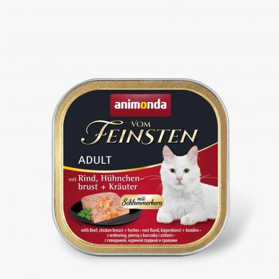 animonda Vom Feinsten Adult Gourmet Centre - пастет с говеждо месо, пилешки гърди, билки и вкусен гурме център, 100 г