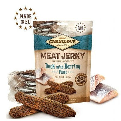 Carnilove Jerky Duck & Herring Fillet – кучешки лакомства под формата на вкусни барчета, с патешко и херинга