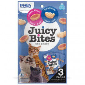 Сочни хапки за котки Inaba Cat Juicy Bites Homestyle Chicken Flavour & Tuna Flavour с вкус на пиле и риба тон 3×33гр.