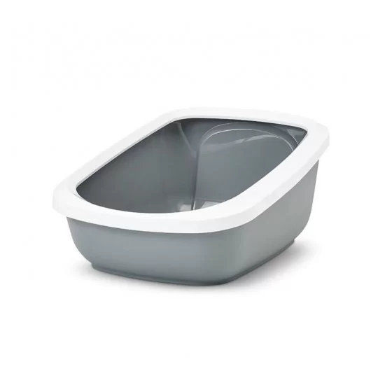 Savic Aseo Jumbo - котешка тоалетна с висок гръб, бяло/сиво 67,5x48,5x28см