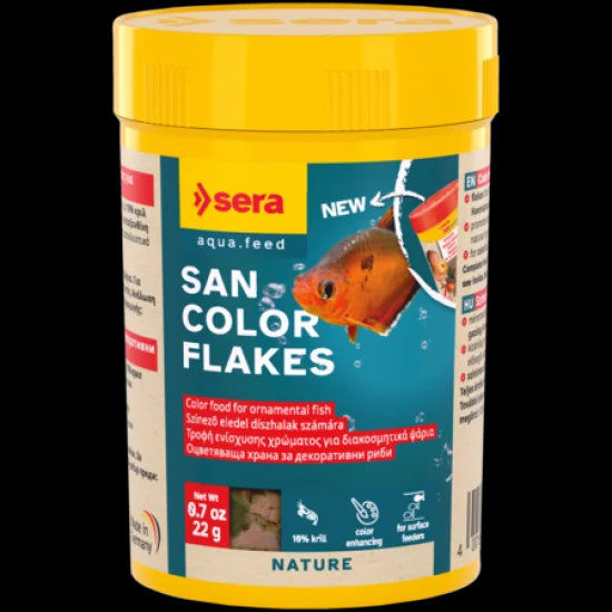 sera San Color Flakes 100 мл / 22 г - натурална храна за оцветяване на всички рибки