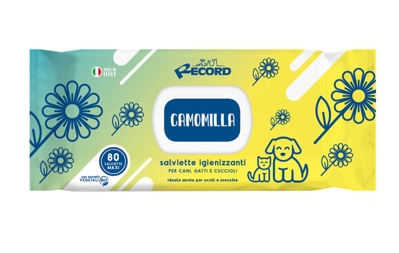 Record wet wipes CAMOMILE – Мокри кърпи за домашни любимци с лайка 80бр. 1 бр.