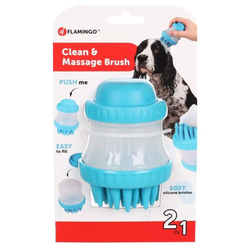 Четка за баня Flamingo 2 IN 1 HILDA 7,7 x 7,7 x 10,6 см – с дозатор и масажни елементи 1 бр. 3