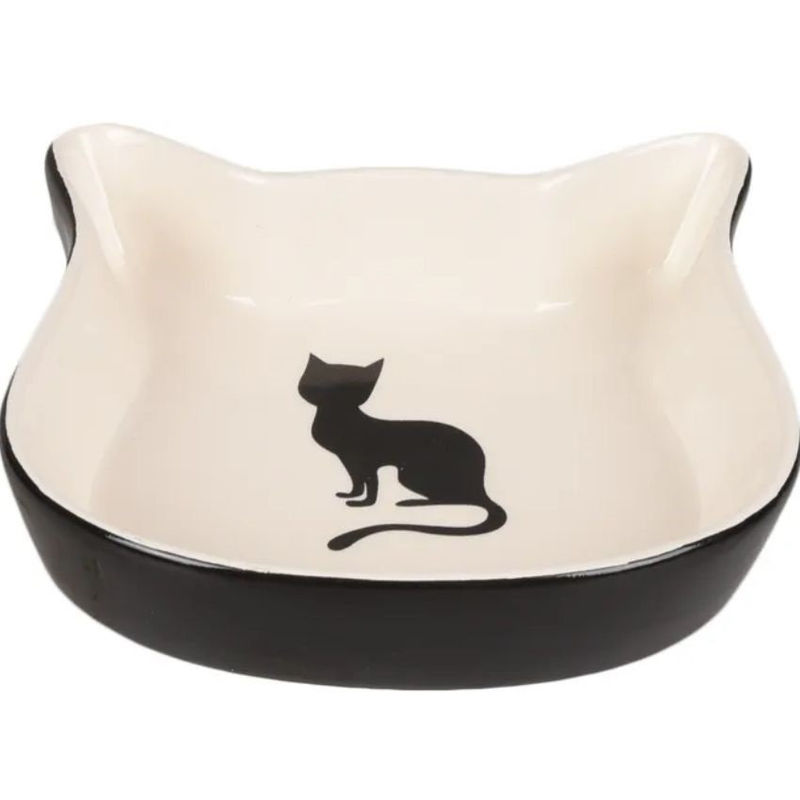 Керамична купа за котка Flamingo NALA 220 мл 12,5 см – с ушички и силует на котка 1 бр.
