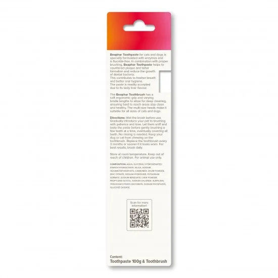 Beaphar Toothbrush & Toothpaste Kit - дентален комплект за кучета и котки, паста за зъби + четка за зъби, 100 г 13