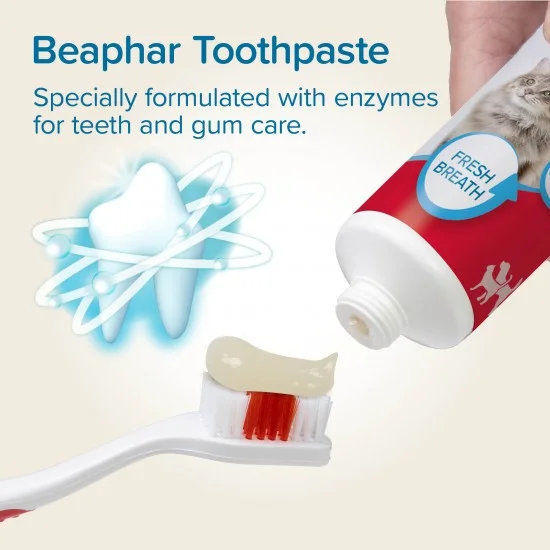 Beaphar Toothbrush & Toothpaste Kit - дентален комплект за кучета и котки, паста за зъби + четка за зъби, 100 г 3