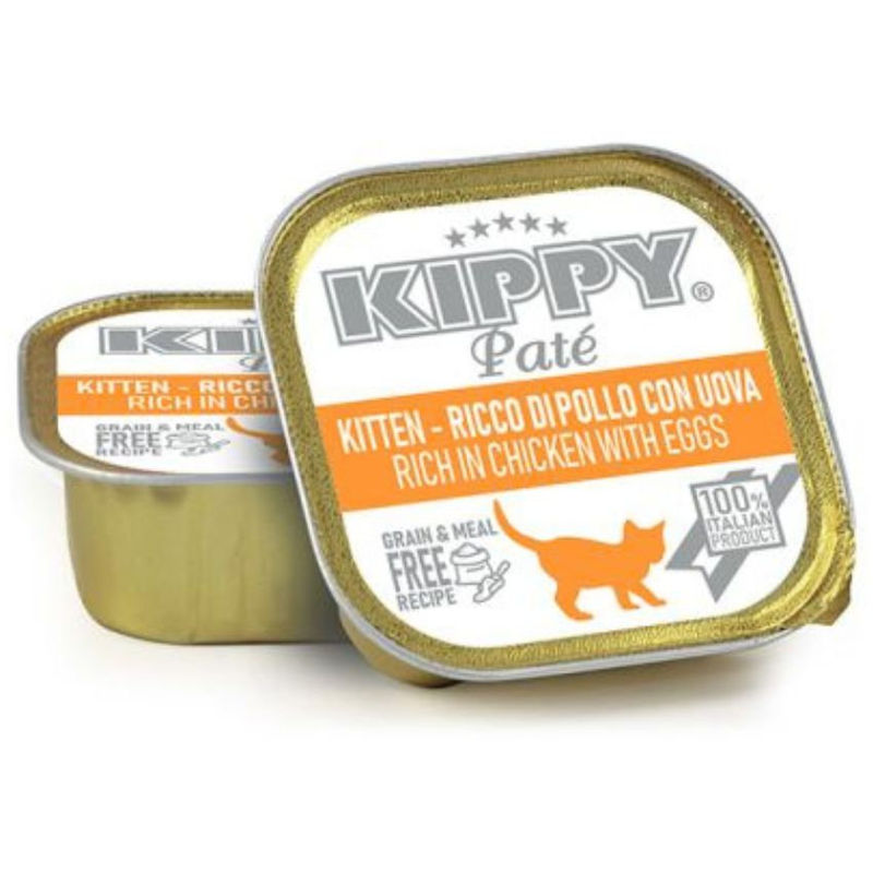 Пастет за подрастващи котки  с пилешко и яйца KIPPY PATE KITTEN rich in chicken with eggs, Без зърнени култури 12 бр.х 90гр.