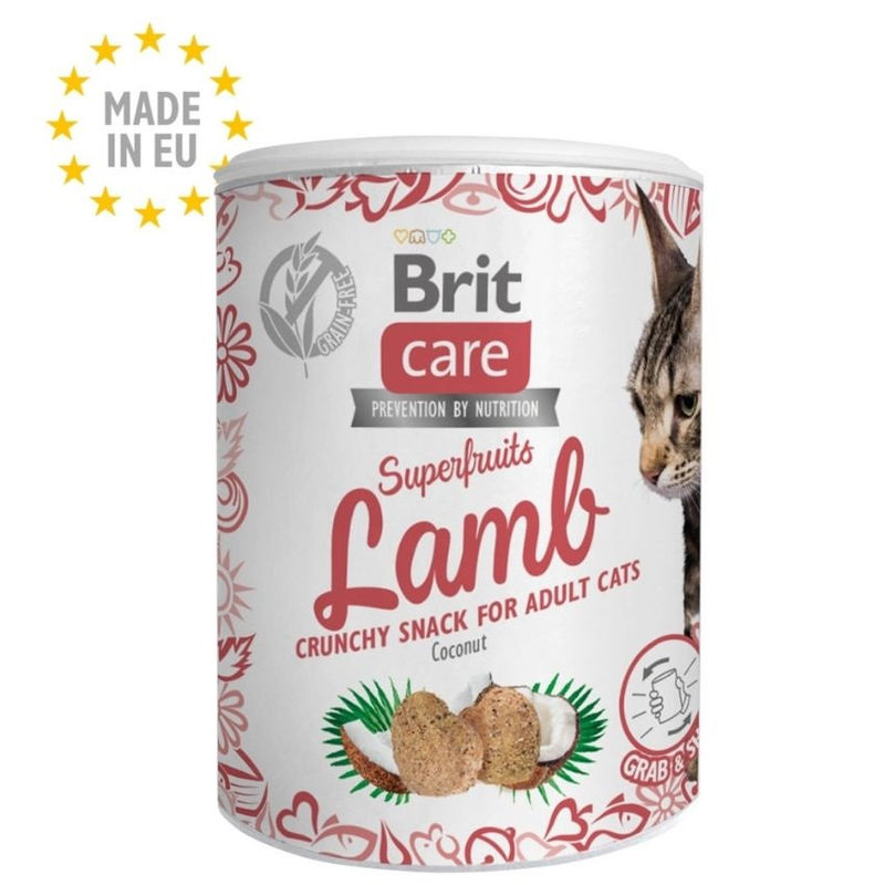 Brit Care Superfruits – Лакомство за котки в кутия 100гр- с агнешко и кокос 0.100 кг.