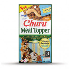 Кремообразен топер за суха храна Churu Dog Meal Topper Chicken with Cheese Recipe с Пилешко месо и сирена 4×14 гр.