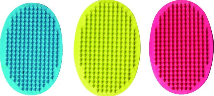 Силиконова овална четка Flamingo за събиране на козината и масаж микс 3