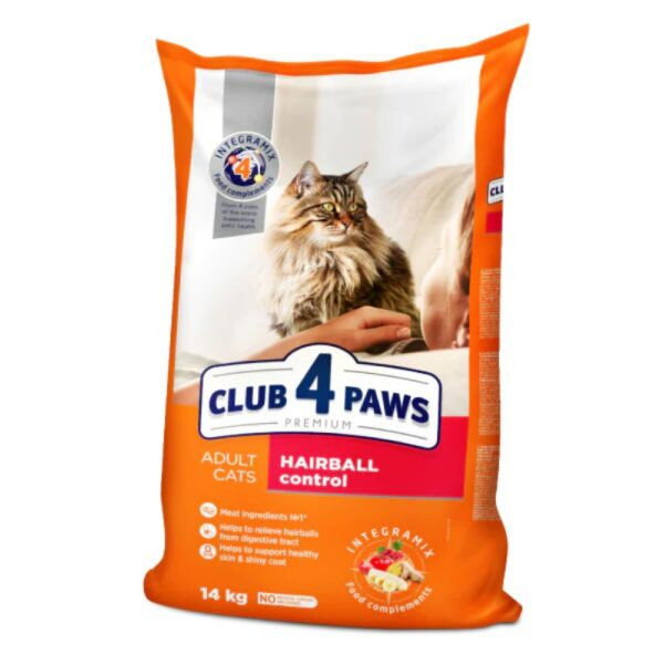 CLUB 4 PAWS CAT HAIRBALL Пълноценна храна за котки за контрол на космените топки