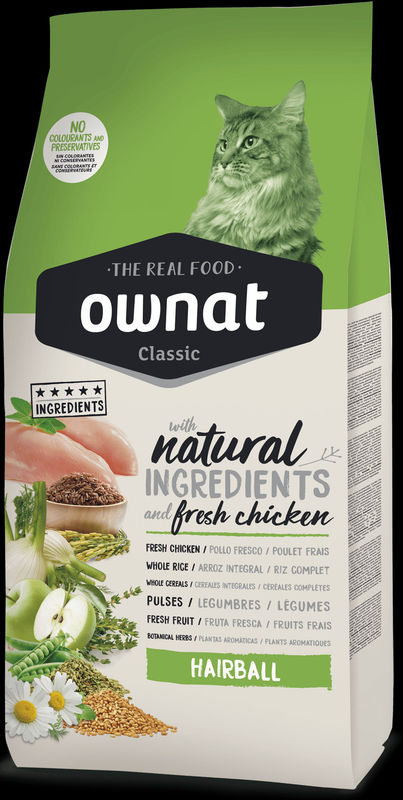Натурална суха храна Ownat Classic Hairball с прясно пилешко месо, за предотвратяване на образуването на космени топки  4 кг. 2