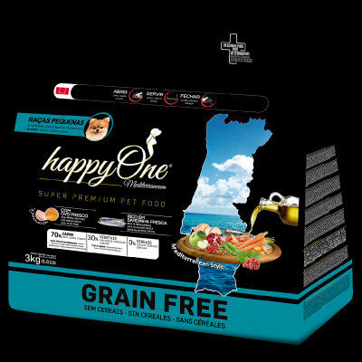 Средиземноморска храна HappyOne MEDITERRANEUM Small breeds, БЕЗ ЗЪРНО, за пораснали кучета от малки породи със сардини, зехтин, яйца и нар 3 кг. 2