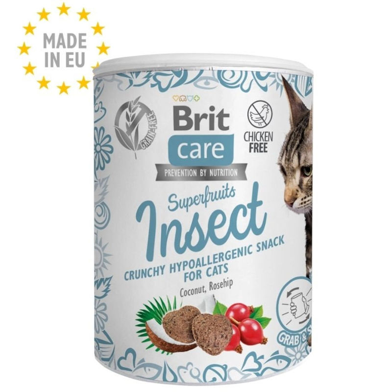 Brit Care Superfruits – Лакомство за котки в кутия 100гр- с насекоми, кокосово масло и шипки 0.100 кг.