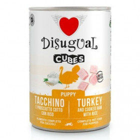 Консервирана храна за подрастващи кученца Disugual Cubes Puppy Turkey,Ham and Rice с Пуешко, шунка и ориз 400гр.