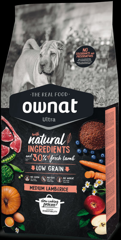 Натурална суха храна Ownat Ultra Medium Lamb and Rice с пряснo агнешко месо, за кучета предразположени към алергии и непоносимост към храната 3 кг. 2