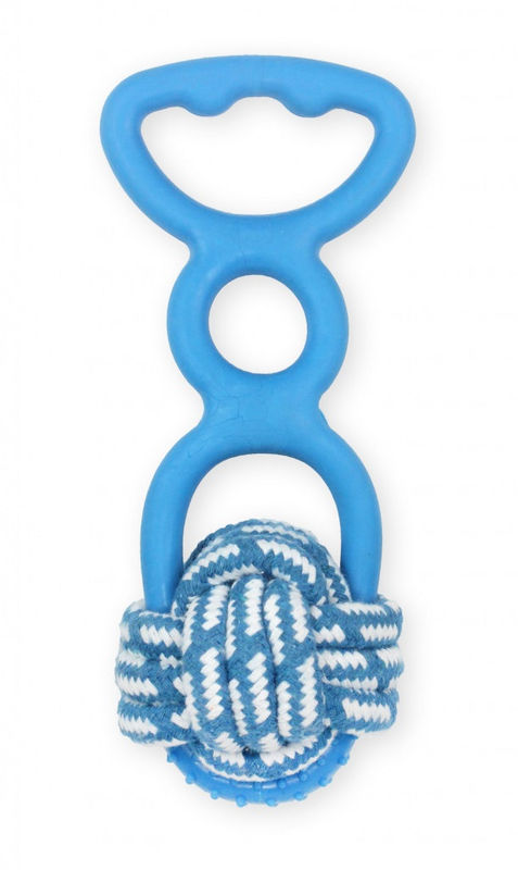 Плетена топка с гумена дръжка за дърпане PET NOVA с аромат на мента 20 см. син 2