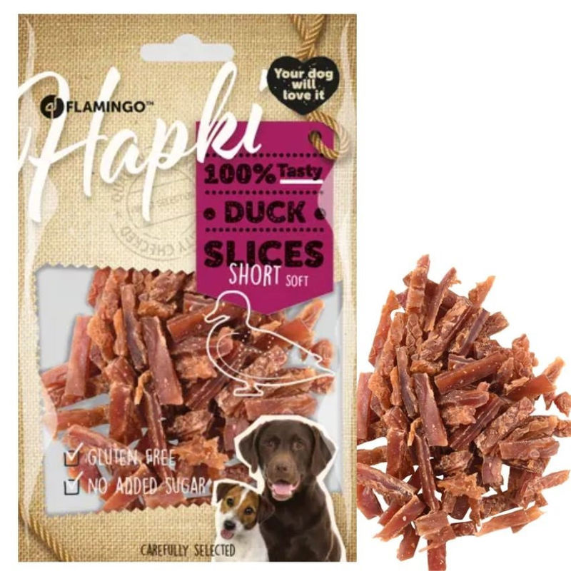 Лакомство за кучета Flamingo HAPKI DUCK SLICE SHORT 85гр. – късчета патешко месо 85 гр.