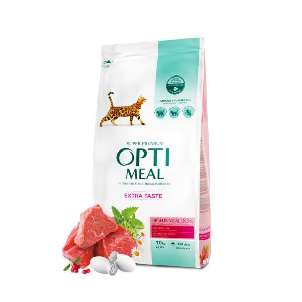 OPTIMEAL CAT ADULT WITH VEAL Супер премиум храна за котки с телешко 11