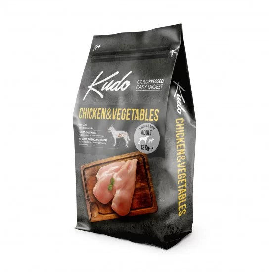 Kudo Low Grain Chicken / Vegetables Adult 12 Kg - за всички породи над 1 год.