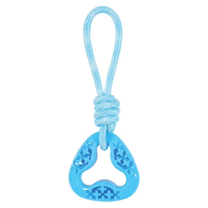 Кучешка играчка Zolux гумен триъгълник на въже Зелен