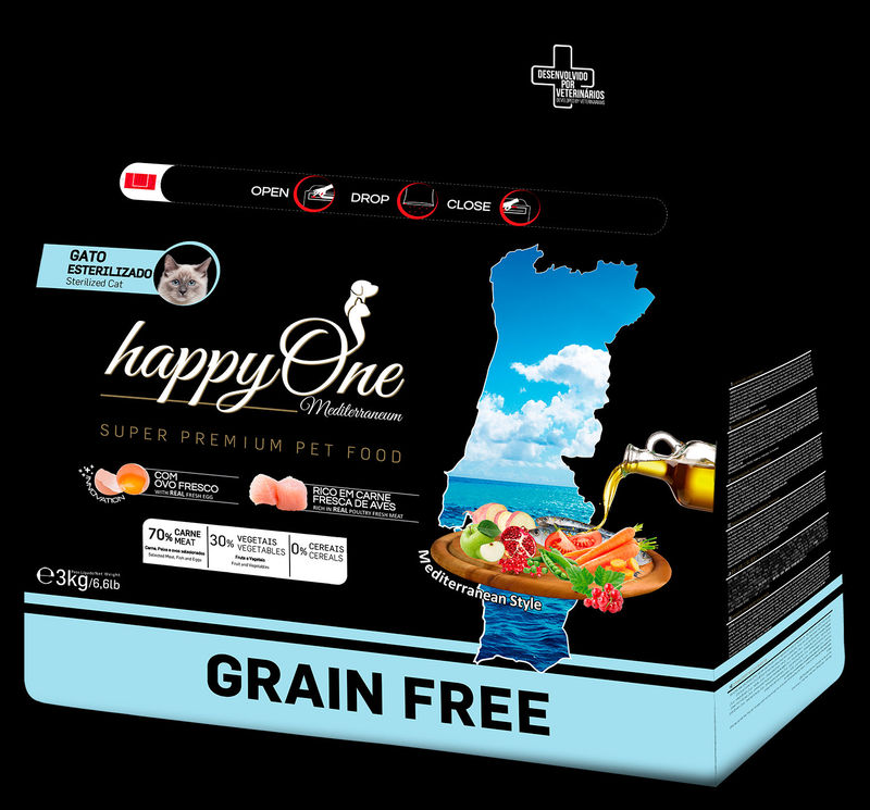 Средиземноморска храна HappyOne MEDITERRANEUM CAT Sterilised за кастрирани котки с пилешко месо, сардини, зехтин, яйца и нар 1 кг. 4