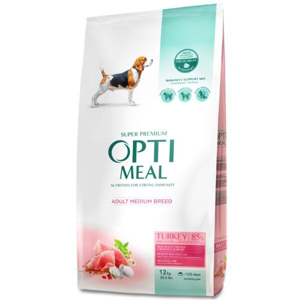 OPTIMEAL DOG MEDIUM ADULT WITH TURKEY Супер премиум храна за кучета от средни породи с пуешко