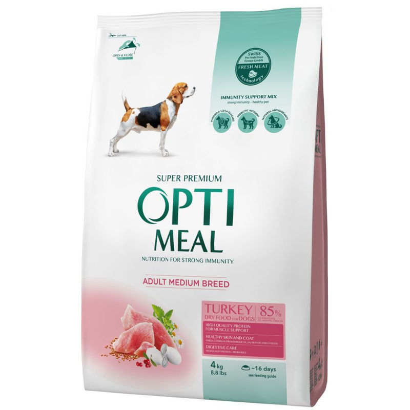 OPTIMEAL DOG MEDIUM ADULT WITH TURKEY Супер премиум храна за кучета от средни породи с пуешко 8