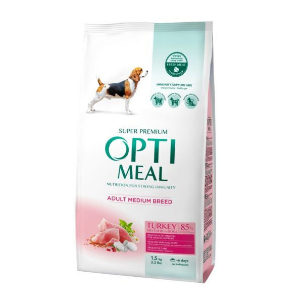OPTIMEAL DOG MEDIUM ADULT WITH TURKEY Супер премиум храна за кучета от средни породи с пуешко 5